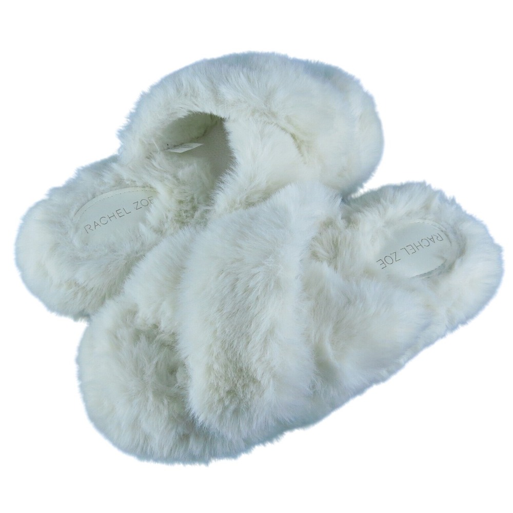 Rachel Zoe Fuzzy Sherpa Women Slide Shoes Size 8-9 Medium White Faux Fur Slip On